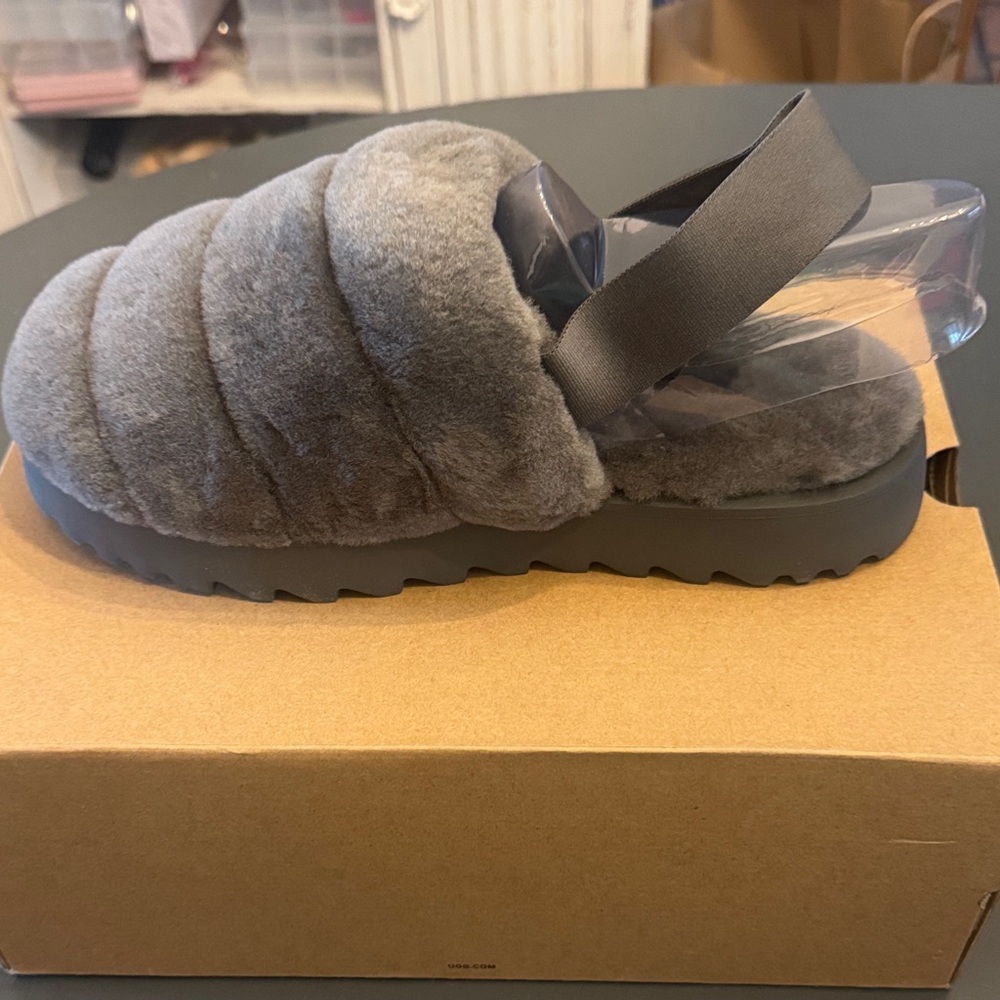 UGG Charcoal Super Fluff Slippers